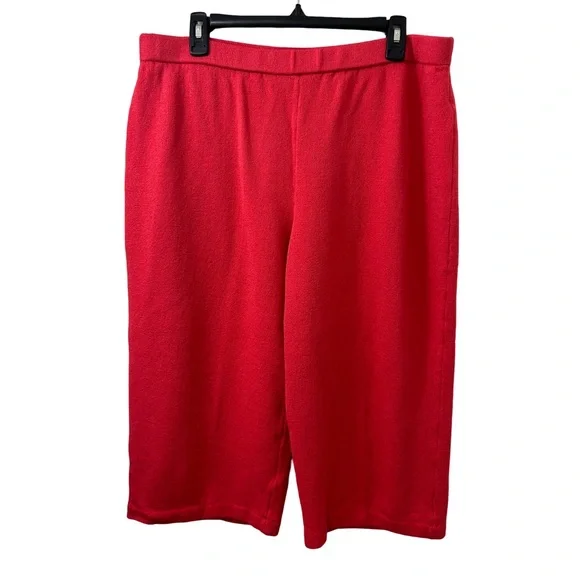 St John Santana Knit Capri Cropped Pants Pink Red Woman’s 16 - Picture 1 of 3